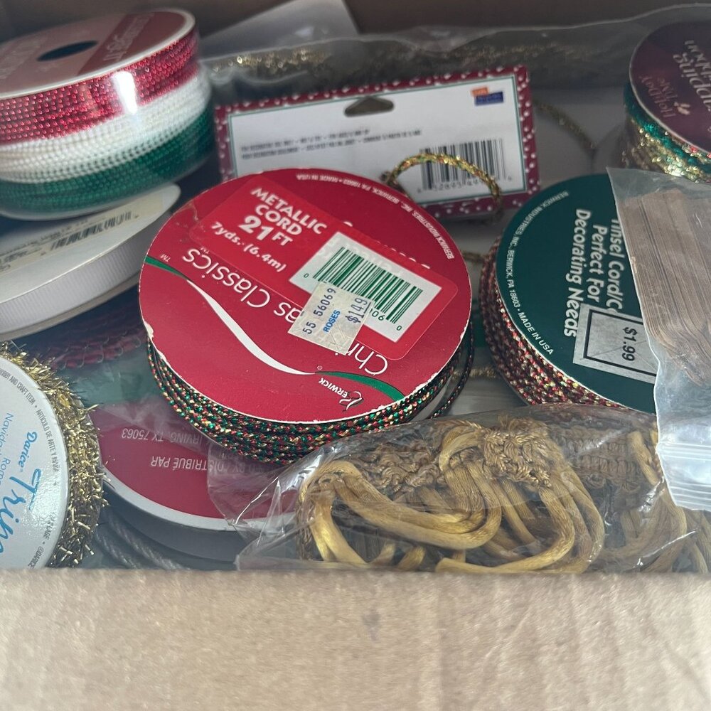Christmas Craft Supply Bundle With Metallic Cord Gift Tags & Angel Decor